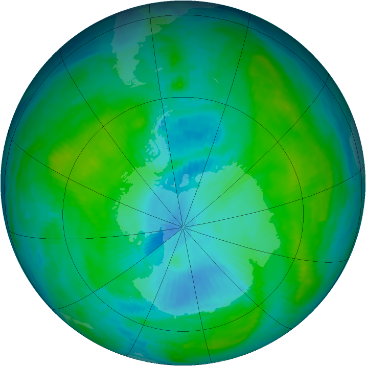 Antarctic ozone map for 26 January 1985